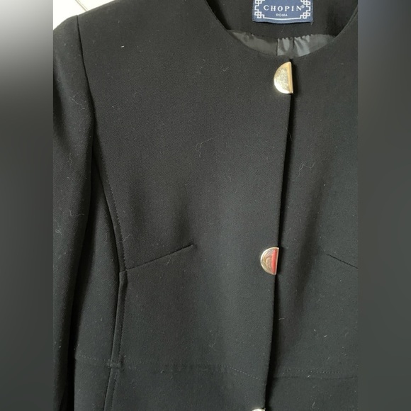 Chopin Italian Made Black Tailored Frock Coat Long Blazer With Metal Buttons - Picture 10 of 11